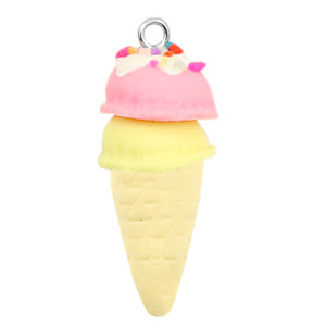 Charm Fimo ice horn natural pink yellow